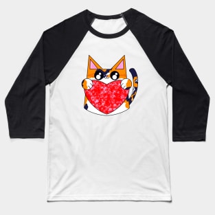 Rose The Calico Cat With Valentines Heart Baseball T-Shirt